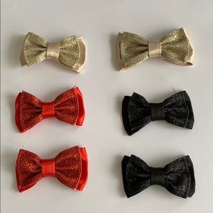 2 gold, 2 red, 2 black glitter bow hair clip
